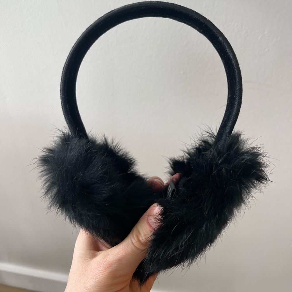 Surell real fox fur ear muffs black